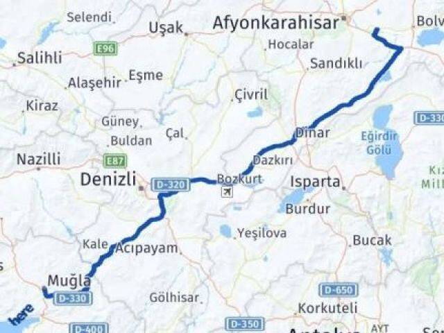 Muğla Çobanlar Afyonkarahisar Arası Kaç Km - Yol Haritası