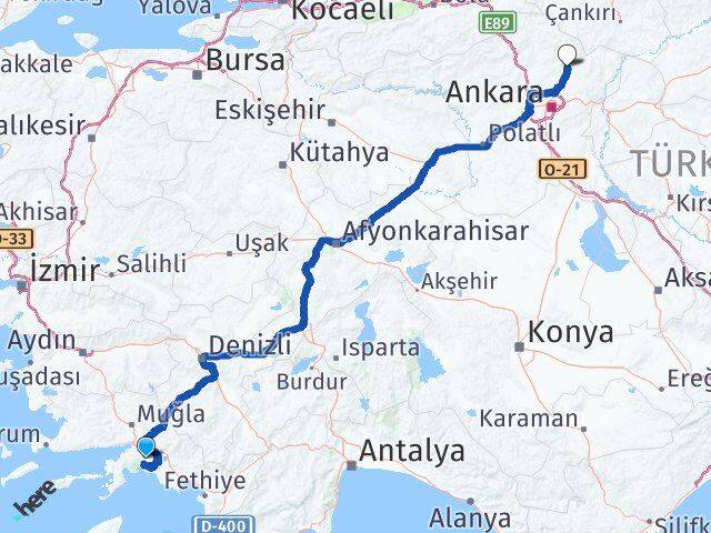 Muğla Çubuk Ankara Arası Kaç Km - Yol Haritası