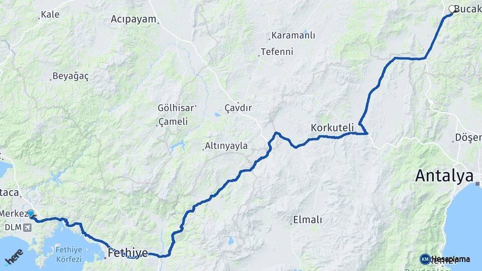 Muğla Dalaman Bucak Burdur Arası Kaç Km - Yol Haritası