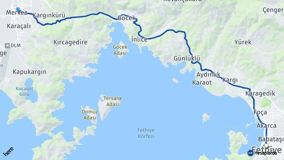 Muğla Dalaman Fethiye Arası Kaç Km - Yol Haritası