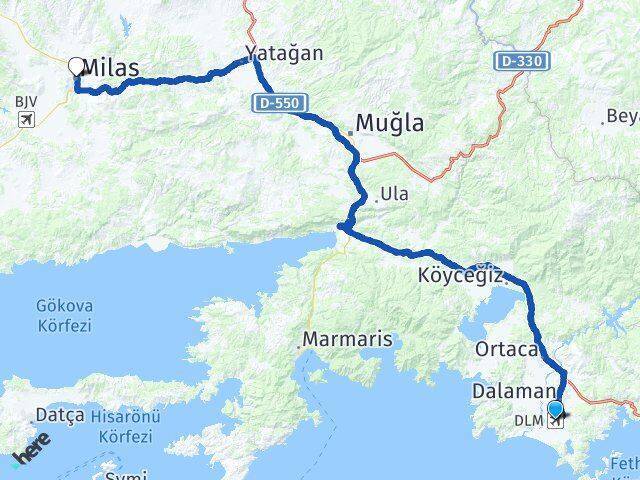 Muğla Dalaman Havalimanı Milas Arası Kaç Km - Yol Tarifi