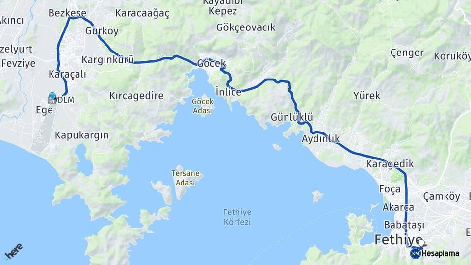Muğla Dalaman Havalimanı Patlangıç Arası Kaç Km - Yol Tarifi