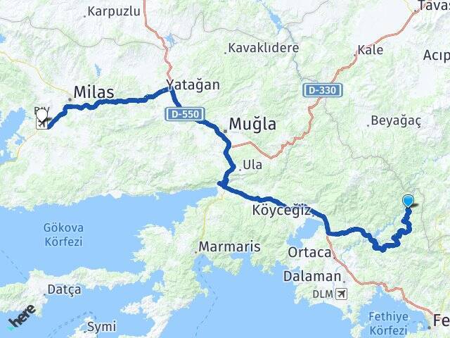 Narlı Milas Bodrum Havalimanı Arası Kaç Km - Yol Tarifi