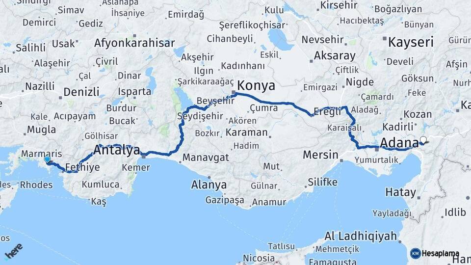Muğla Dalaman Osmaniye Arası Kaç Km - Yol Haritası