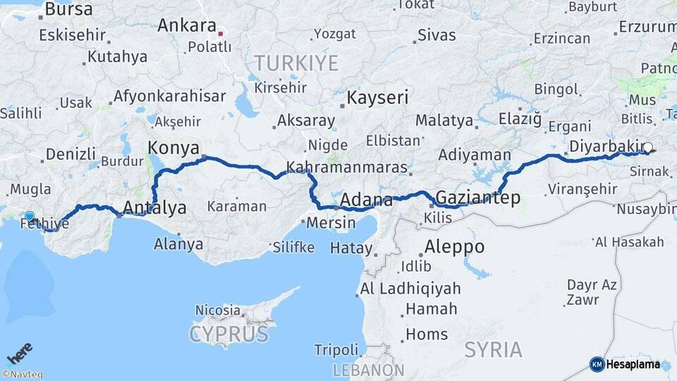 Muğla Dalaman Siirt Arası Kaç Km - Yol Haritası