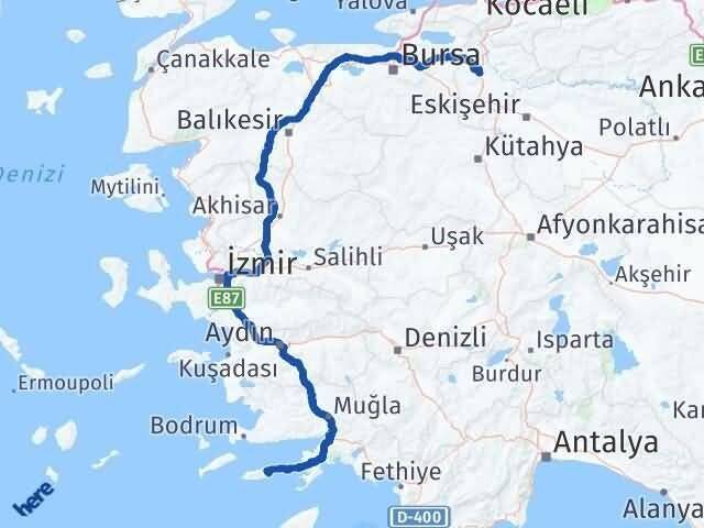 Muğla Datça Bilecik Arası Kaç Km - Yol Haritası