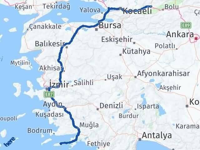 Muğla Datça Düzce Arası Kaç Km - Yol Haritası