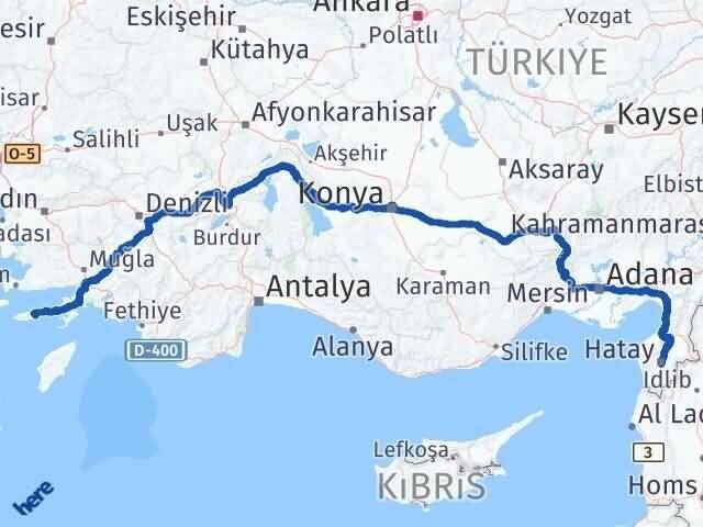Muğla Datça Hatay Arası Kaç Km - Yol Haritası