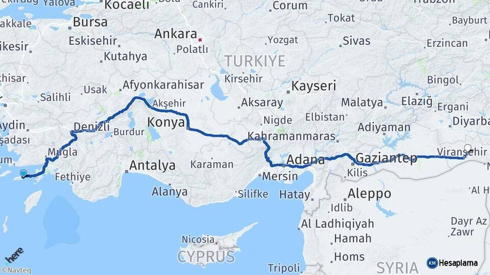 Muğla Datça Mardin Arası Kaç Km - Yol Haritası