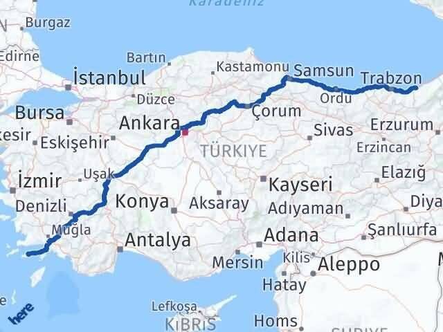 Muğla Datça Rize Arası Kaç Km - Yol Haritası