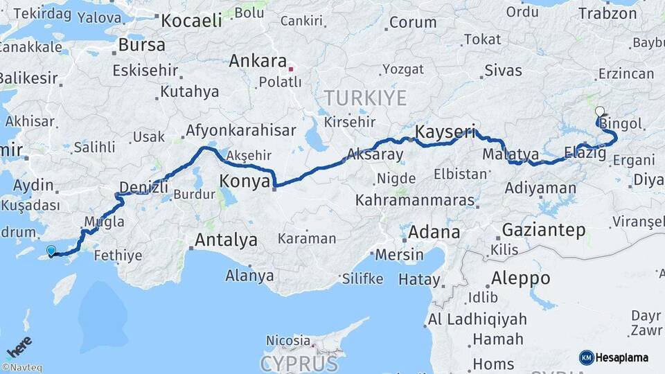 Muğla Datça Tunceli Arası Kaç Km - Yol Haritası