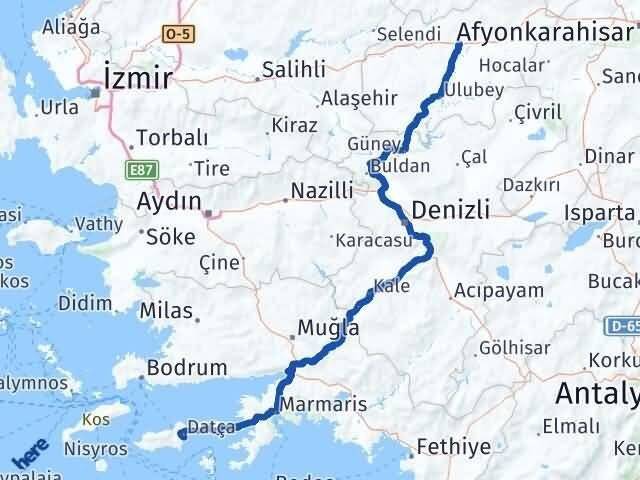 Muğla Datça Uşak Arası Kaç Km - Yol Haritası