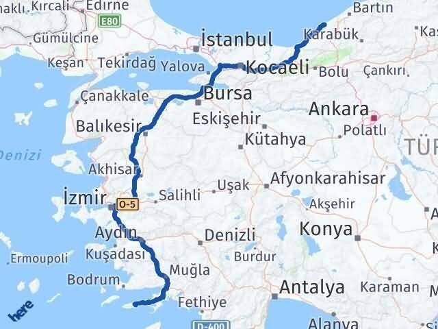 Muğla Datça Zonguldak Arası Kaç Km - Yol Haritası