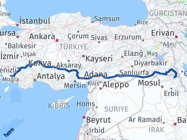Muğla Derecik Hakkari Arası Kaç Km - Yol Haritası