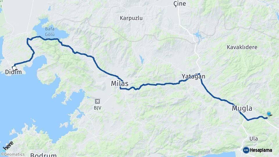 Muğla Didim Aydın Arası Kaç Km - Yol Haritası