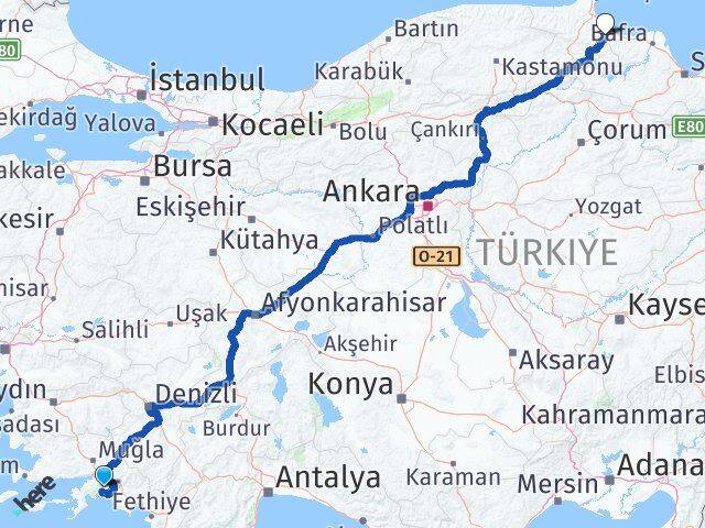 Muğla Dikmen Sinop Arası Kaç Km - Yol Haritası