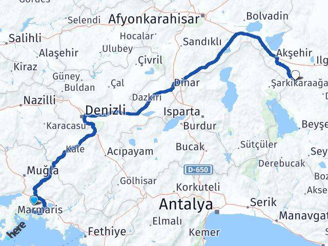 Muğla Doğanhisar Konya Arası Kaç Km - Yol Haritası