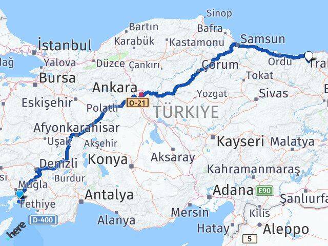 Muğla Doğankent Giresun Arası Kaç Km - Yol Haritası