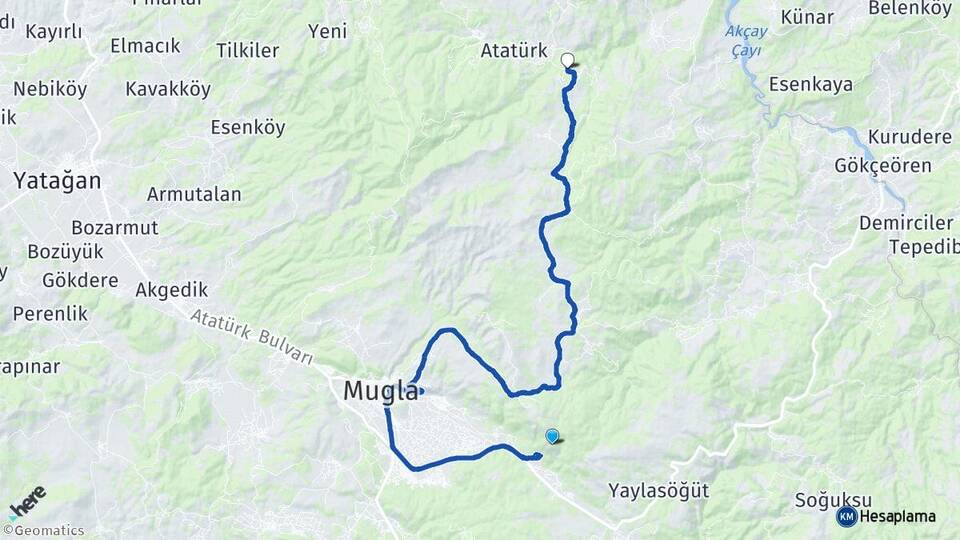 Muğla Dokuzçam Menteşe Arası Kaç Km - Yol Haritası