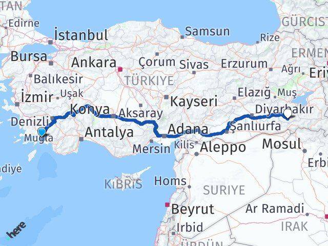 Muğla Eruh Siirt Arası Kaç Km - Yol Haritası