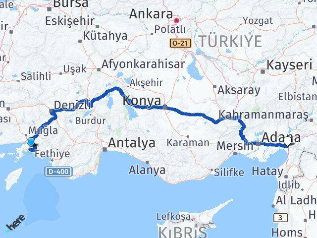 Muğla Erzin Hatay Arası Kaç Km - Yol Haritası