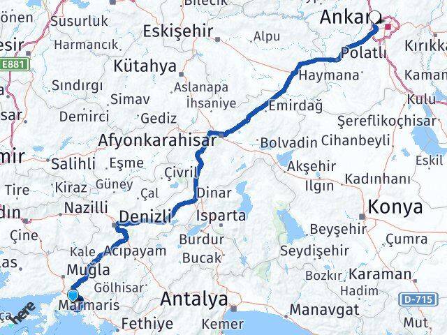 Muğla Etimesgut Ankara Arası Kaç Km - Yol Haritası