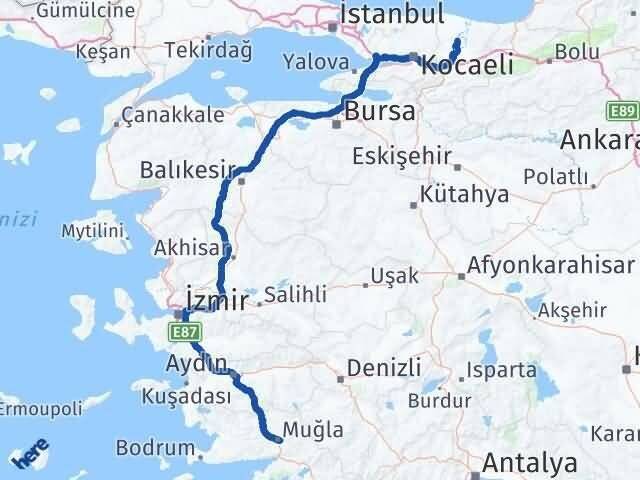 Muğla Ferizli Sakarya Arası Kaç Km - Yol Haritası