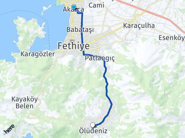 Akarca Ölüdeniz Arası Kaç Km - Yol Tarifi