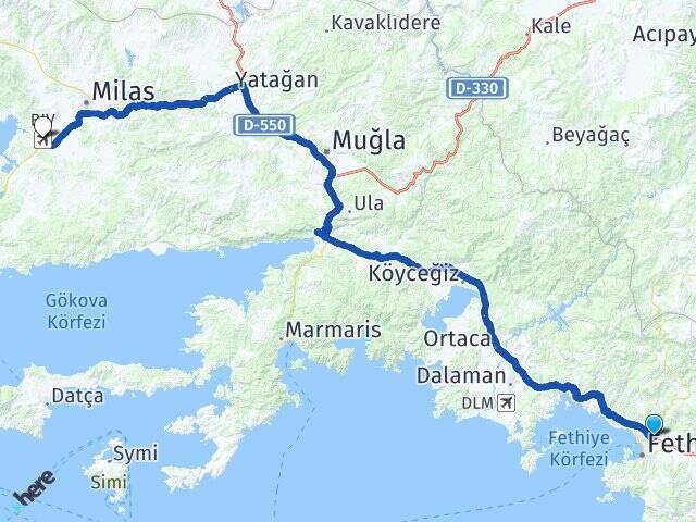 Çatalarık Milas Bodrum Havalimanı Arası Kaç Km - Yol Tarifi