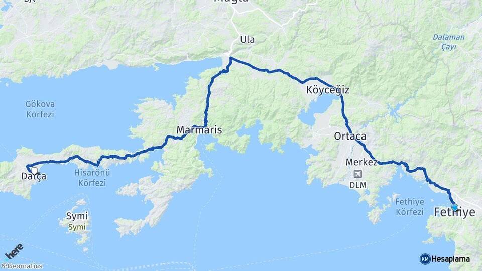 Muğla Fethiye Datça Arası Kaç Km - Yol Haritası