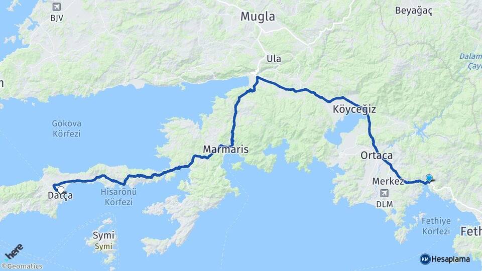 Muğla Fethiye Göcek Datça Arası Kaç Km - Yol Haritası
