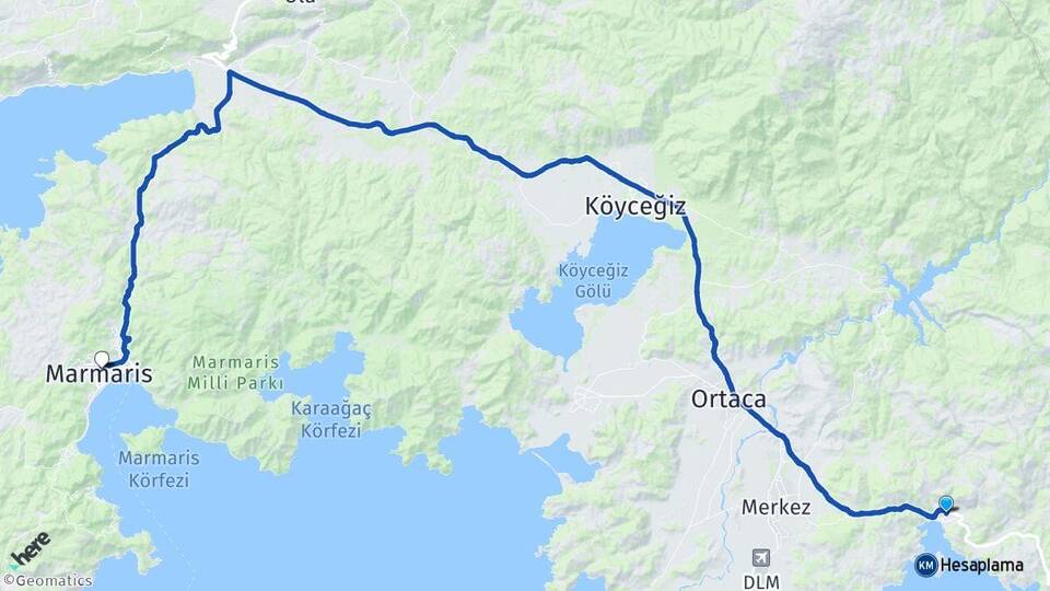 Muğla Fethiye Göcek Marmaris Arası Kaç Km - Yol Haritası