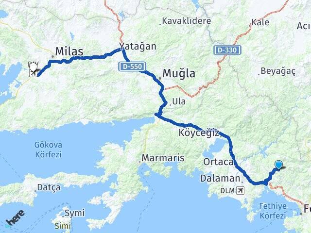Karacaören Milas Bodrum Havalimanı Arası Kaç Km - Yol Tarifi
