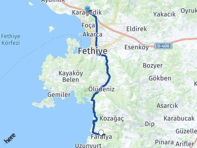 Karagedik Faralya Arası Kaç Km - Yol Tarifi