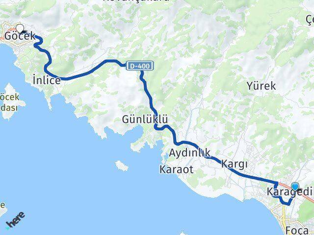 Karagedik Göcek Arası Kaç Km - Yol Tarifi