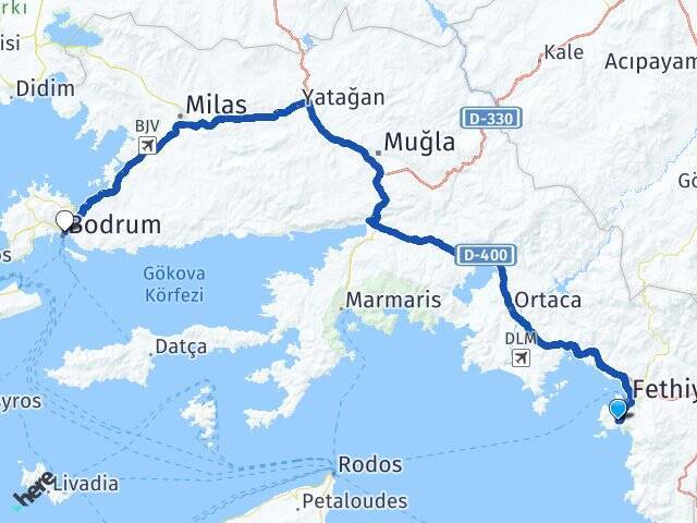 Kayaköy Bodrum Feribot İskelesi Arası Kaç Km - Yol Tarifi