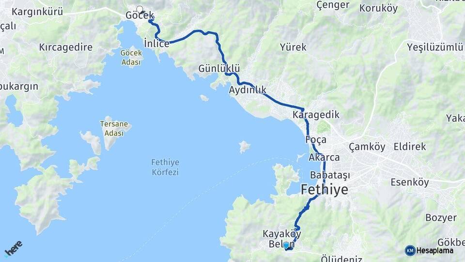 Kayaköy Göcek Arası Kaç Km - Yol Tarifi