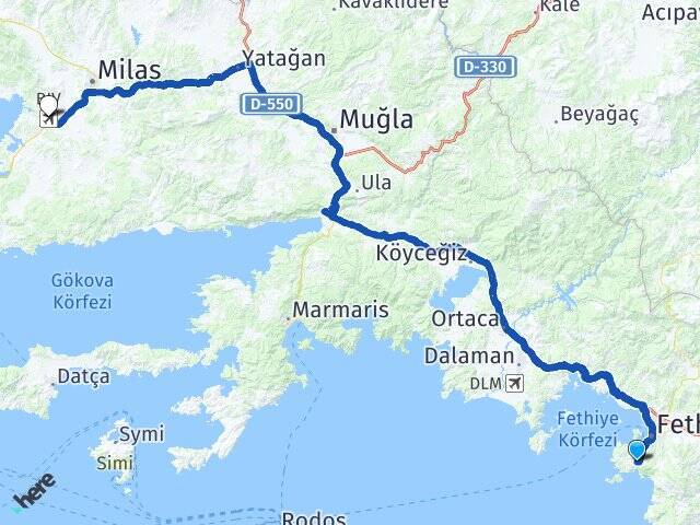 Kayaköy Milas Bodrum Havalimanı Arası Kaç Km - Yol Tarifi