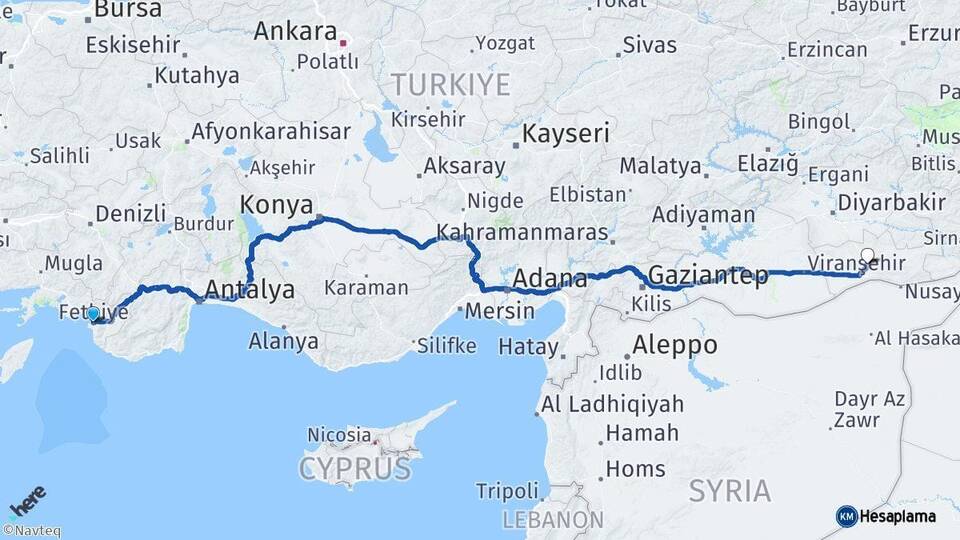 Muğla Fethiye Mardin Arası Kaç Km - Yol Haritası