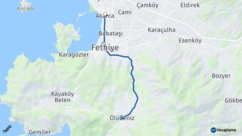 Ölüdeniz Akarca Arası Kaç Km - Yol Tarifi