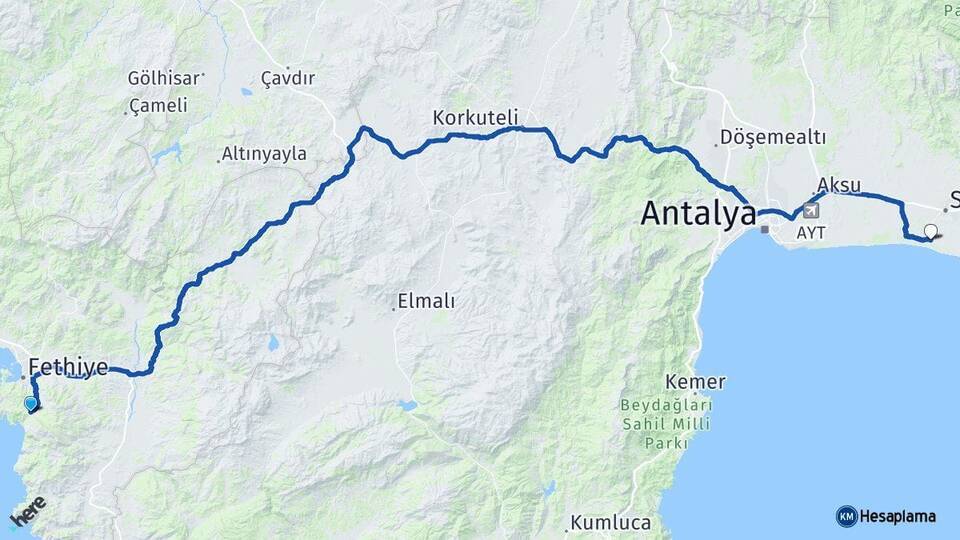 Ölüdeniz Belek Arası Kaç Km - Yol Tarifi