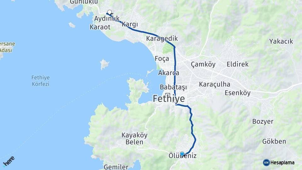 Ölüdeniz Yanıklar Arası Kaç Km - Yol Tarifi