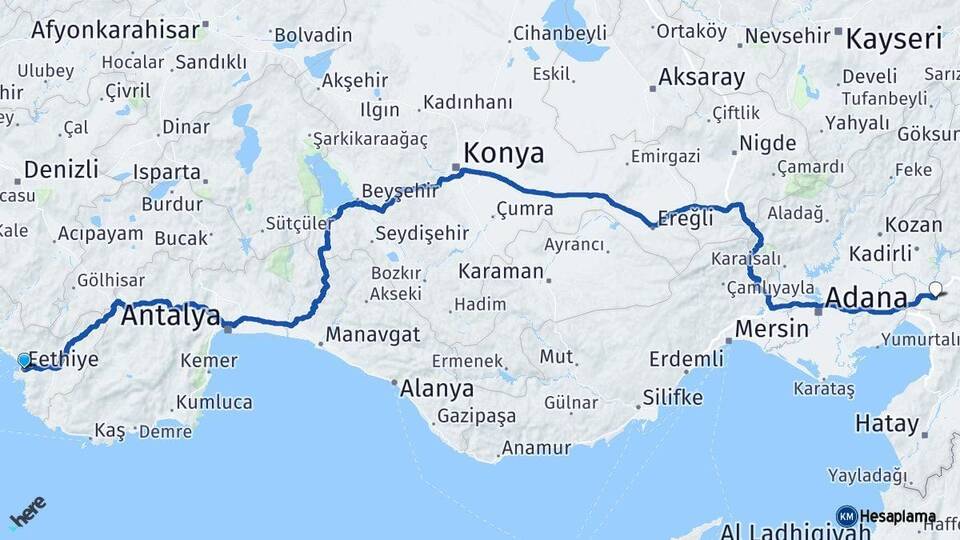 Muğla Fethiye Osmaniye Arası Kaç Km - Yol Haritası