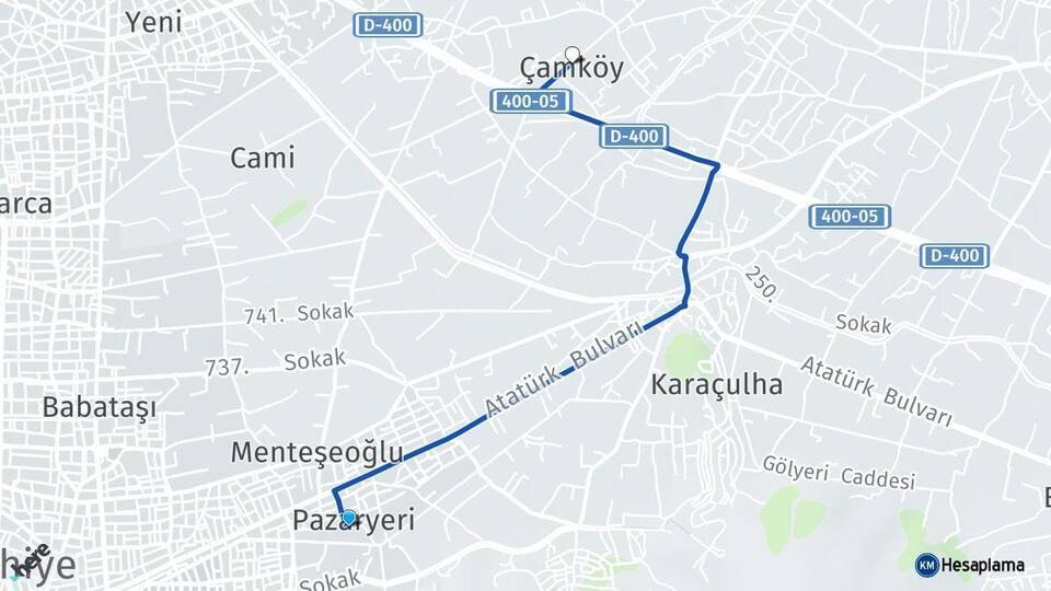 Pazaryeri Çamköy Arası Kaç Km - Yol Tarifi