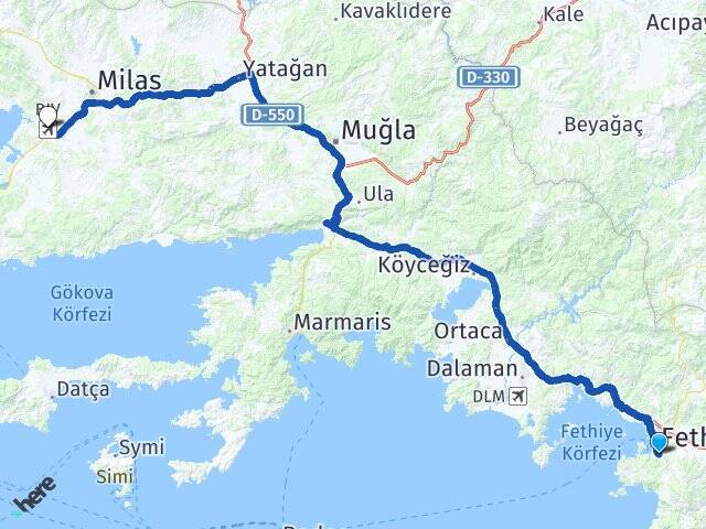 Taşyaka Milas Bodrum Havalimanı Arası Kaç Km - Yol Tarifi