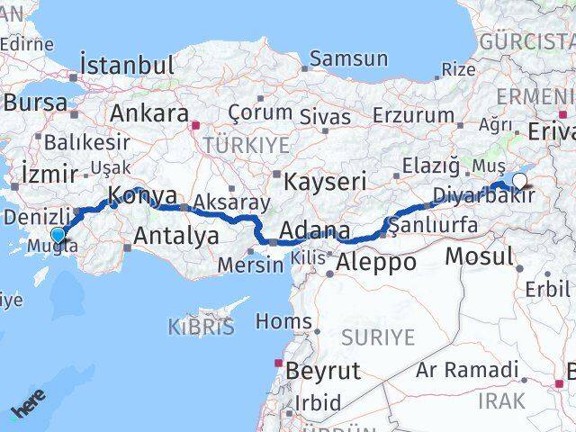 Muğla Gevaş Van Arası Kaç Km - Yol Haritası
