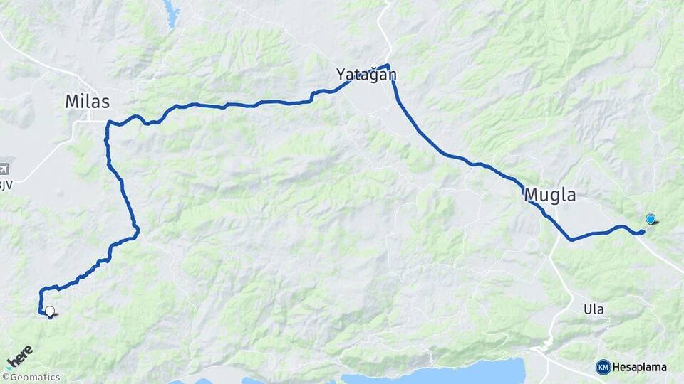 Muğla Gökpınar Bodrum Arası Kaç Km - Yol Haritası