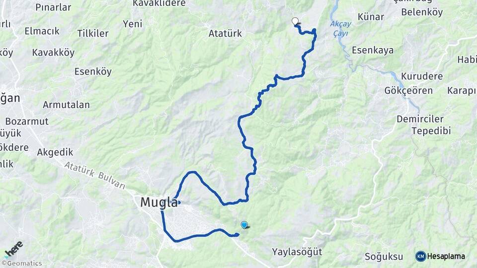 Muğla Göktepe Menteşe Arası Kaç Km - Yol Haritası