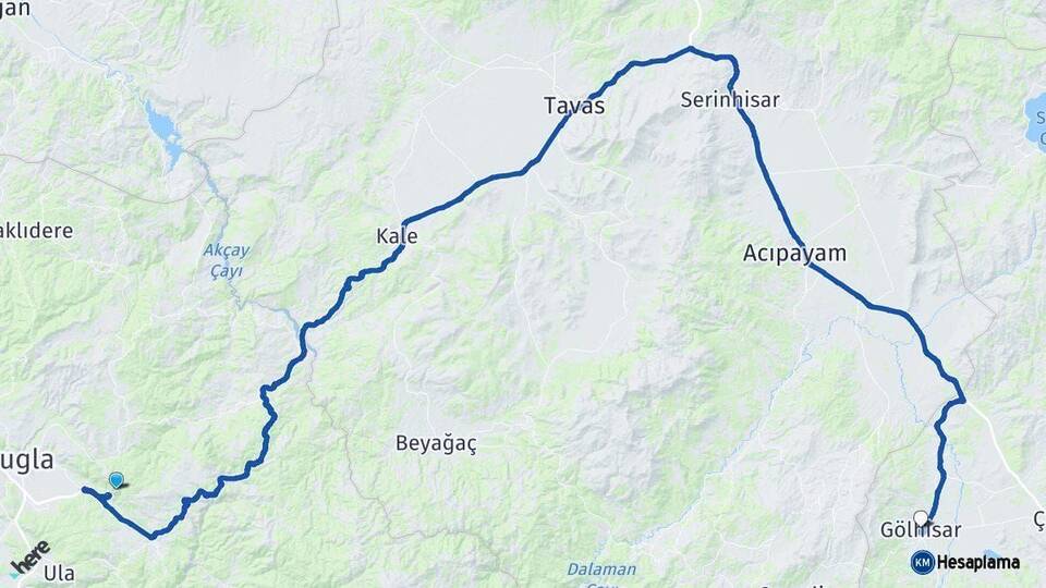 Muğla Gölhisar Burdur Arası Kaç Km - Yol Haritası