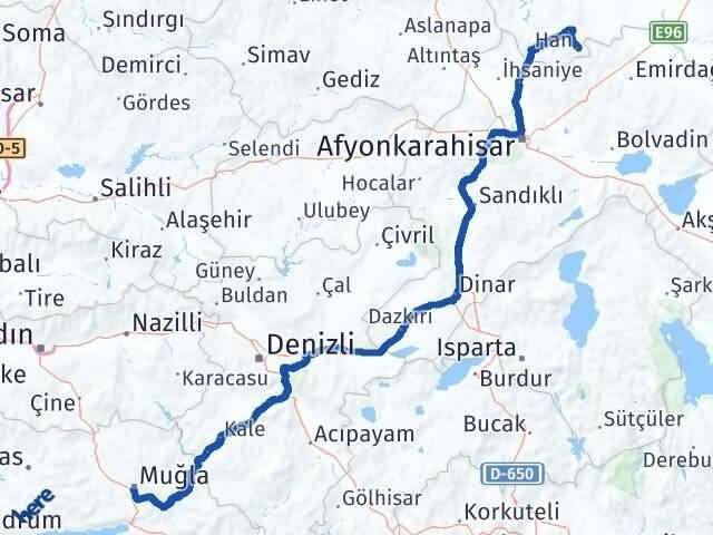 Muğla Han Eskişehir Arası Kaç Km - Yol Haritası